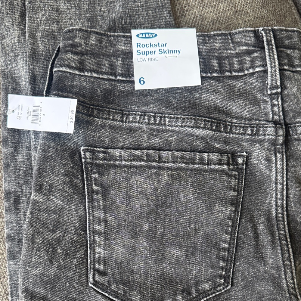 Old Navy Rockstar Super Skinny Jeans - Charcoal Gray Wash Size 6 NWT